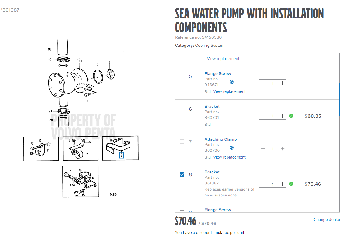 Volvo Penta Bracket 861387