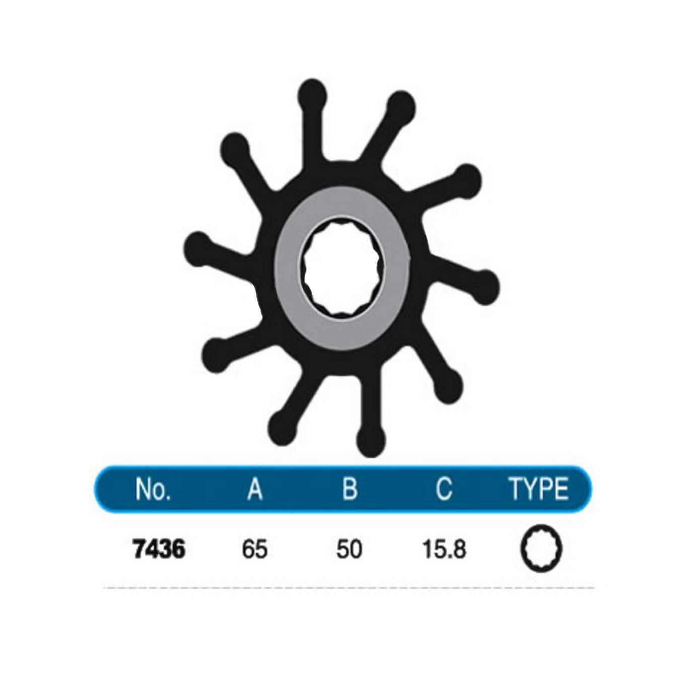 JMP Flexible Impeller #7436-01. Includes: JMP Marine Flexible Impeller #7436-01.