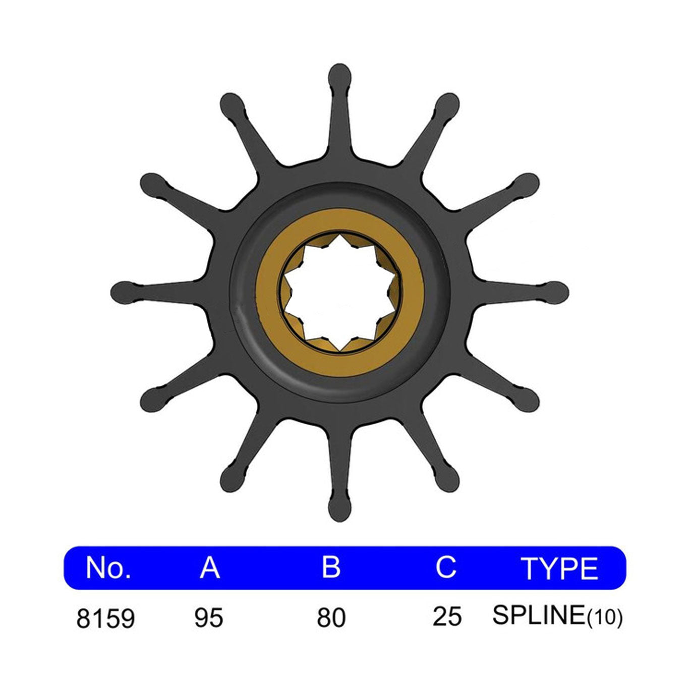 JMP Marine Flexible Impeller kit #8200-01K. Replaces Jabsco 6760-0001, Johnson 09-802B, Perkins 0460027, Volvo Penta 842857, 844683, 845796.