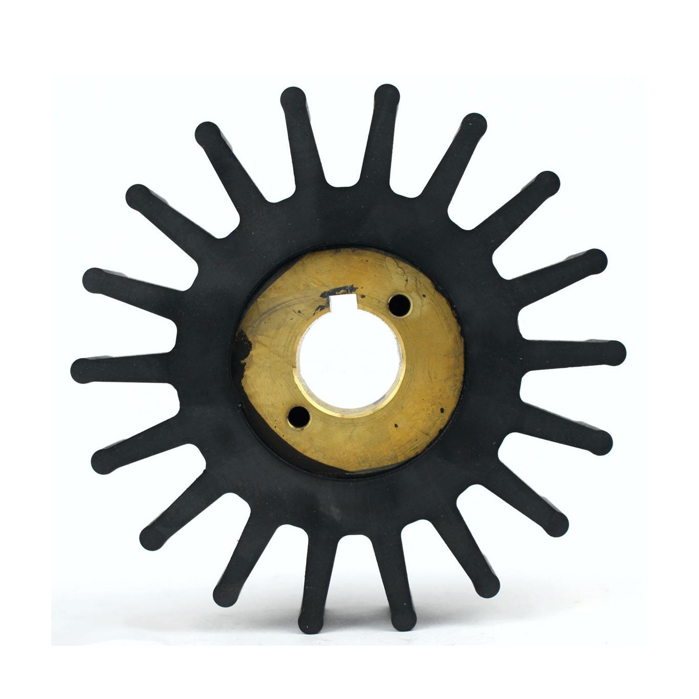 JMP Marine Flexible Impeller #9500-01. Replaces Jabsco 15299-1000. Dia 132mm, Width 31.5mm, Shaft Dia 25.4mm, 18 Blades, Key Drive.