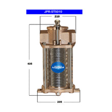 JMP Marine ST Series Seawater Strainer #JPR-ST5020. 2" NPT Ports, Top 210mm, Bot 235mm, Height 435mm, Cylinder Dia 180 x 290mm, O-Ring Seal, Bronze Casting
